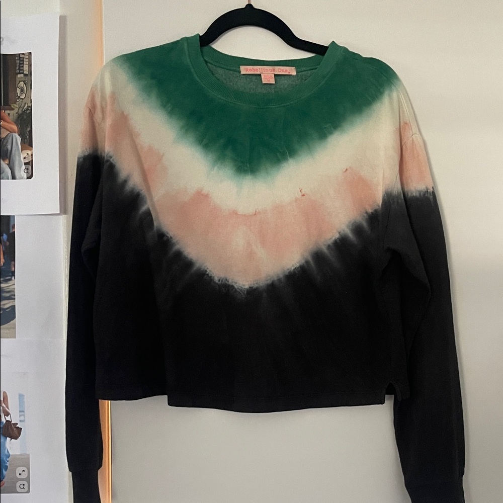 Rebellious One Green and Pink Tie-Dye Sweatshirt